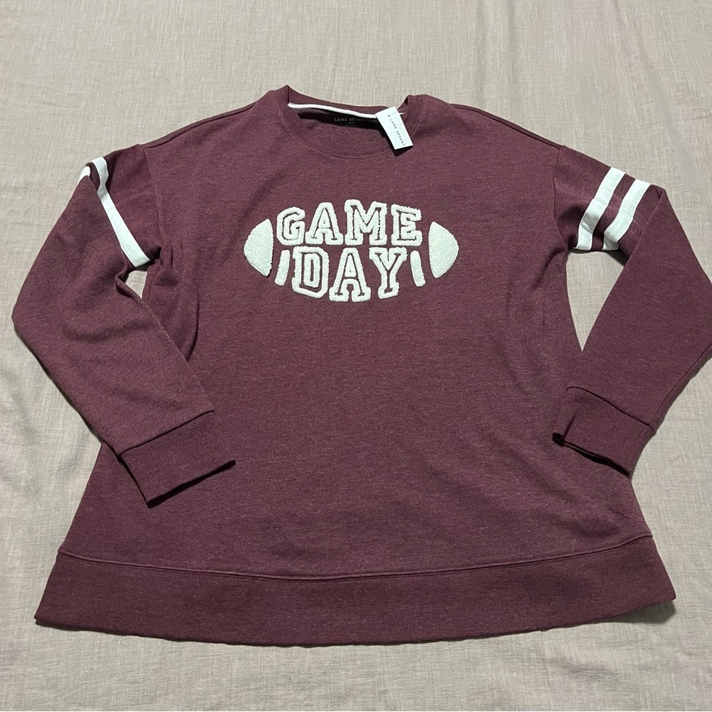NWT Lane Bryant Burgundy Game Day Football Sweater Size 10/12 Large Fall Maroon - Picture 2 of 7